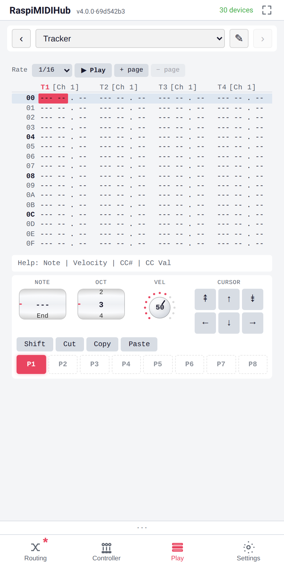 Tracker step sequencer